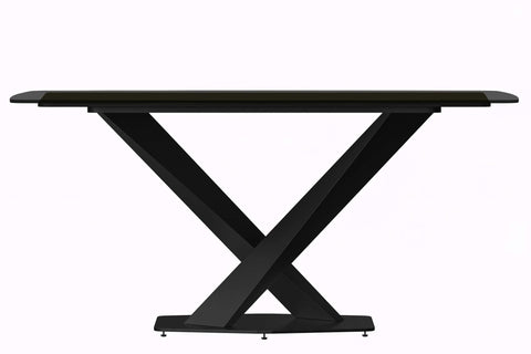 Voren Dining Table with Rectangular Tabletop with Gold/Black Stainless Steel Base