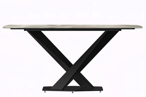 Voren Dining Table with Rectangular Tabletop with Gold/Black Stainless Steel Base