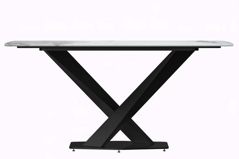 Voren Dining Table with Rectangular Tabletop with Gold/Black Stainless Steel Base