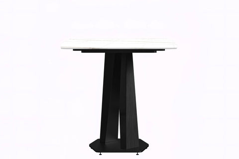 Voren Dining Table with Rectangular Tabletop with Gold/Black Stainless Steel Base