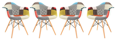 Willow Patchwork Fabric Eiffel Accent Chair, Set of 4