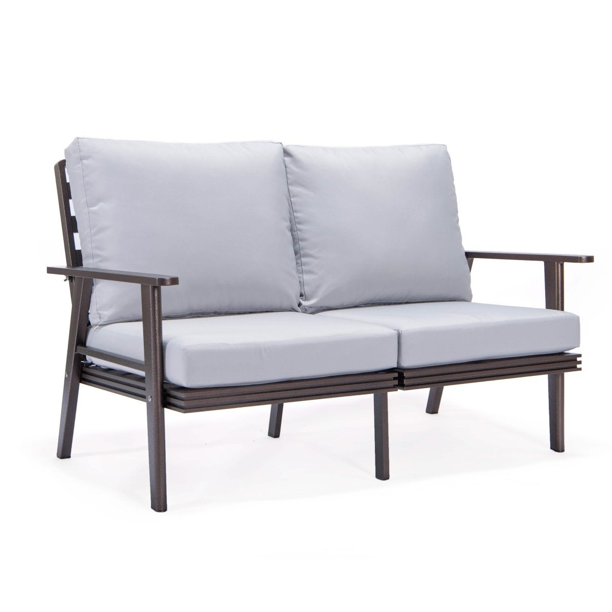 Walbrooke Modern Outdoor Patio Loveseat – Black, Brown, White, or Grey Frame & Removable Cushions