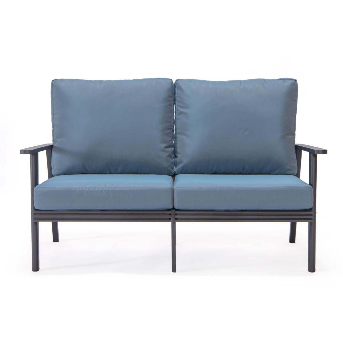 Walbrooke Modern Outdoor Patio Loveseat – Black, Brown, White, or Grey Frame & Removable Cushions