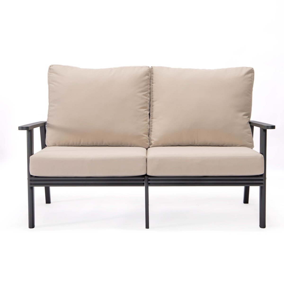 Walbrooke Modern Outdoor Patio Loveseat – Black, Brown, White, or Grey Frame & Removable Cushions