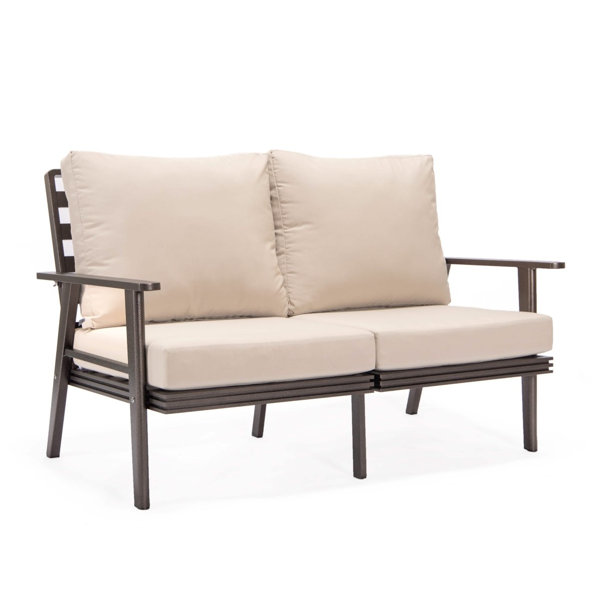Walbrooke Modern Outdoor Patio Loveseat – Black, Brown, White, or Grey Frame & Removable Cushions