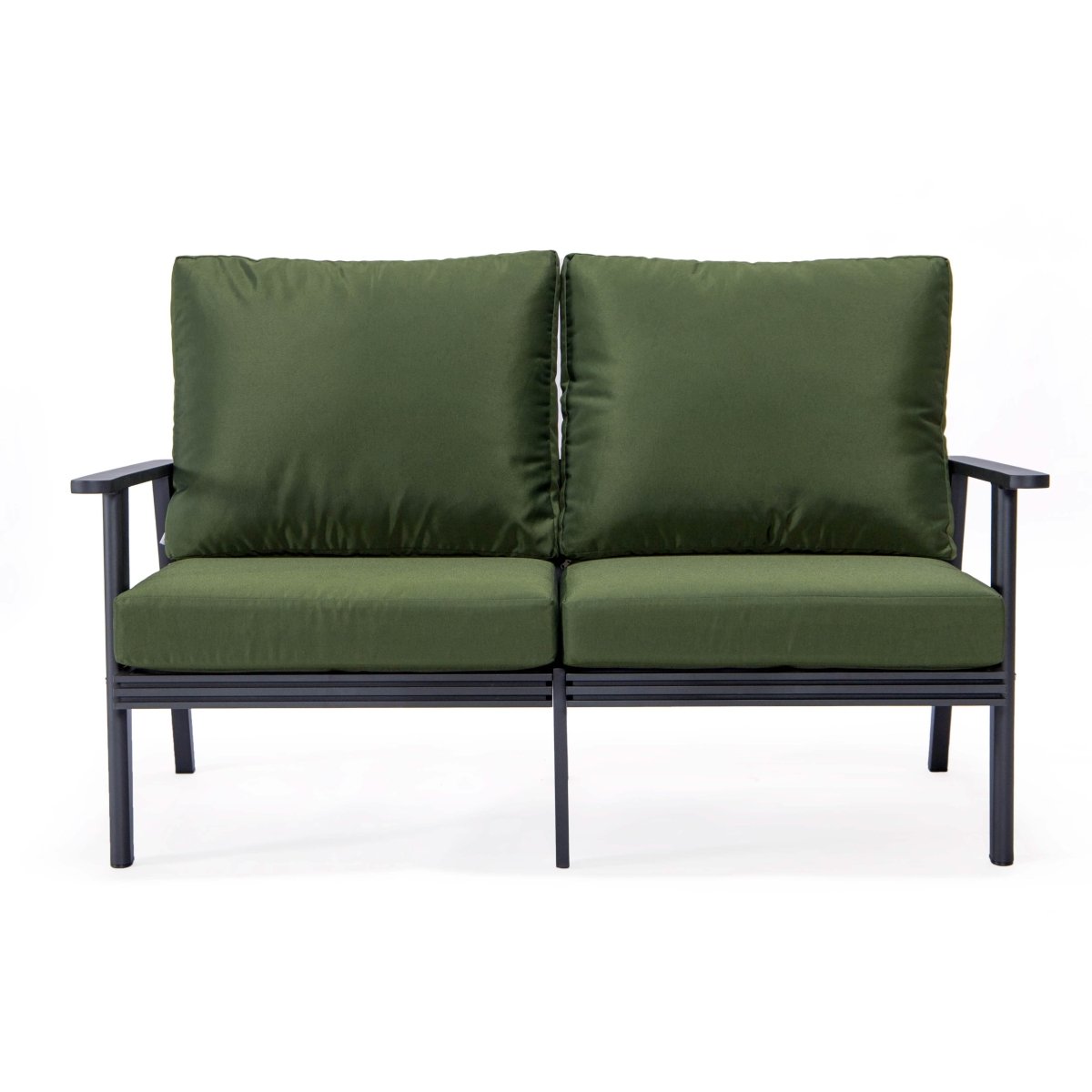 Walbrooke Modern Outdoor Patio Loveseat – Black, Brown, White, or Grey Frame & Removable Cushions