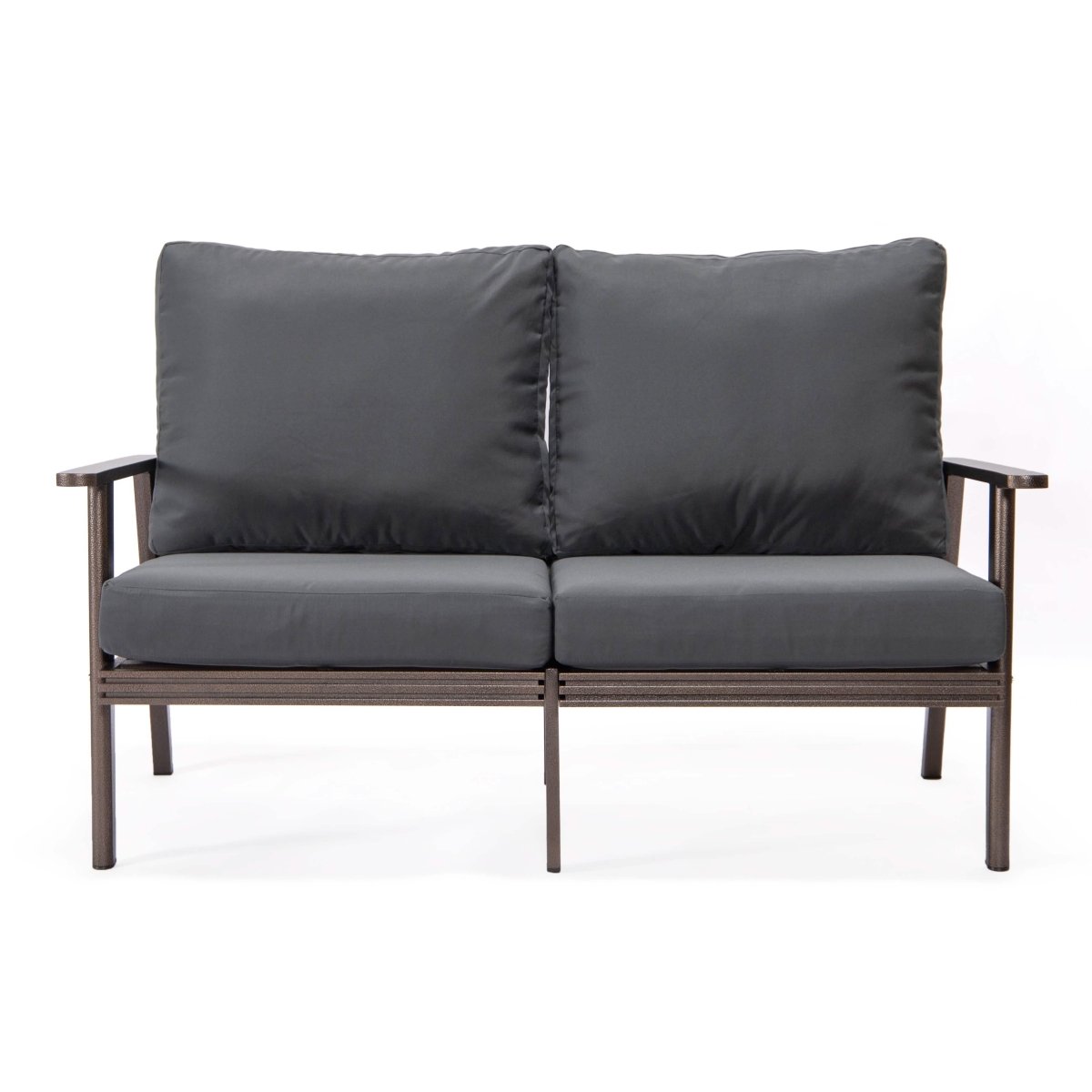 Walbrooke Modern Outdoor Patio Loveseat – Black, Brown, White, or Grey Frame & Removable Cushions