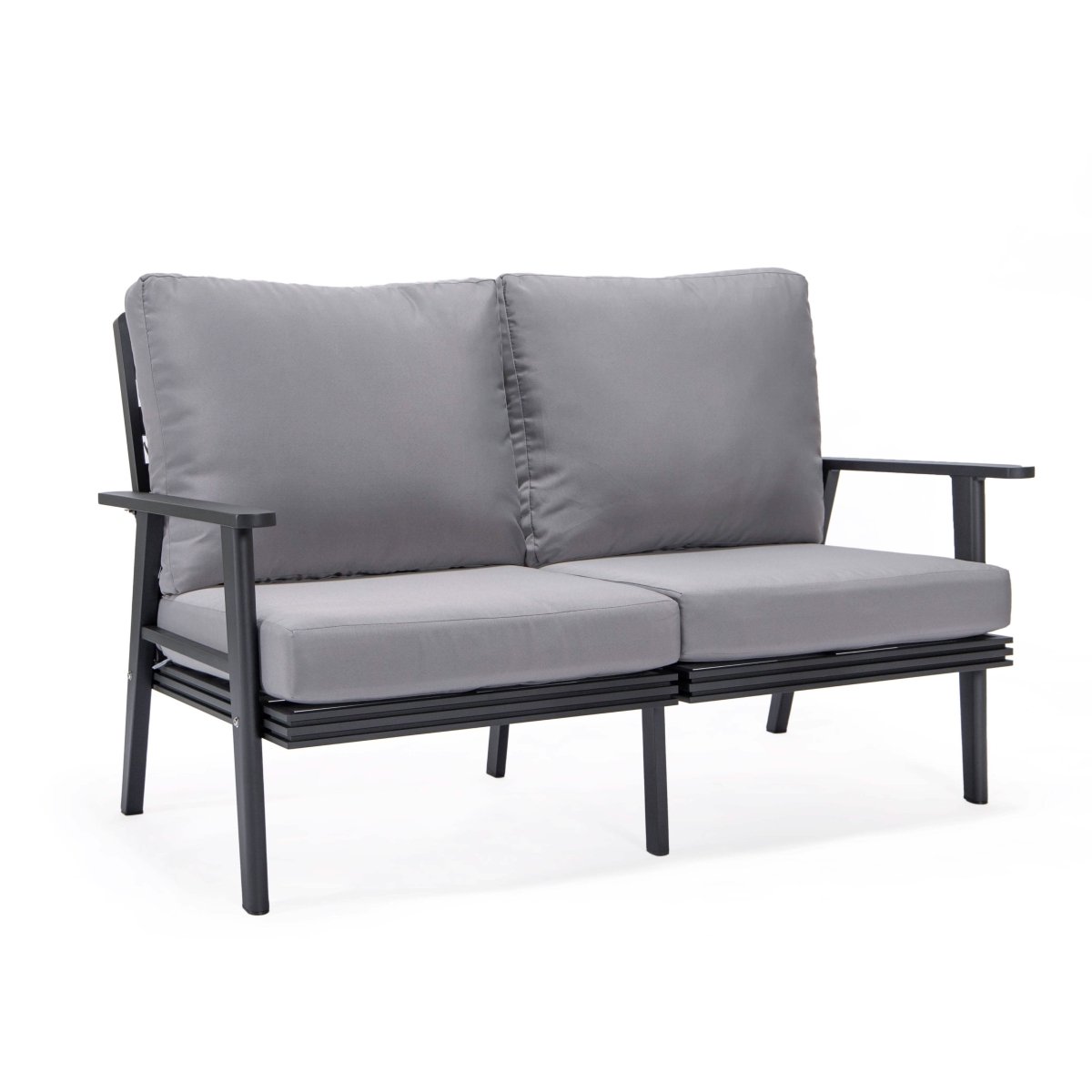 Walbrooke Modern Outdoor Patio Loveseat – Black, Brown, White, or Grey Frame & Removable Cushions