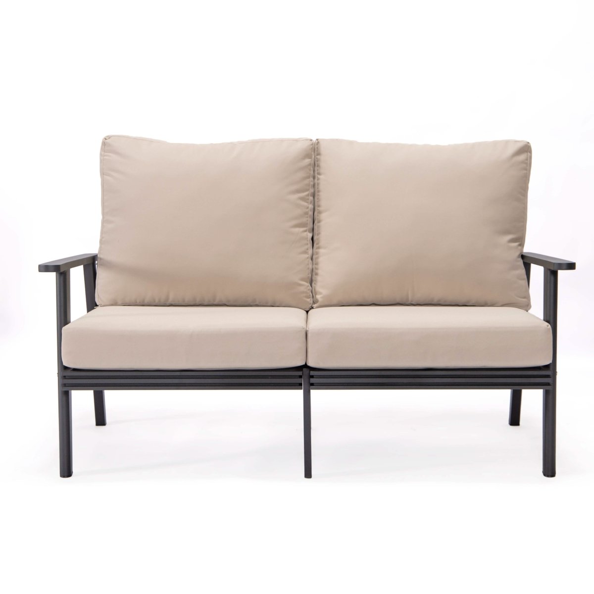 Walbrooke Modern Outdoor Patio Loveseat – Black, Brown, White, or Grey Frame & Removable Cushions