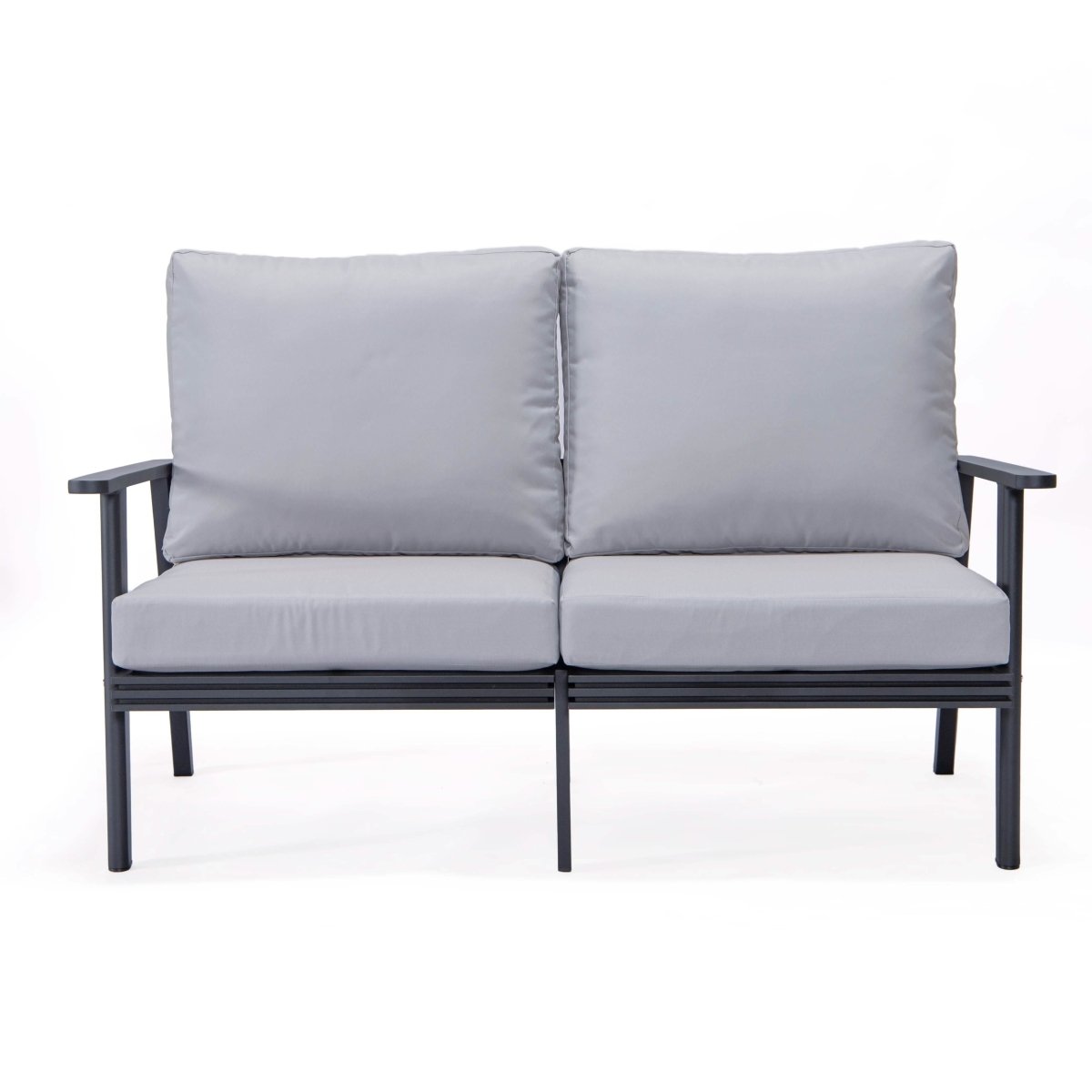 Walbrooke Modern Outdoor Patio Loveseat – Black, Brown, White, or Grey Frame & Removable Cushions