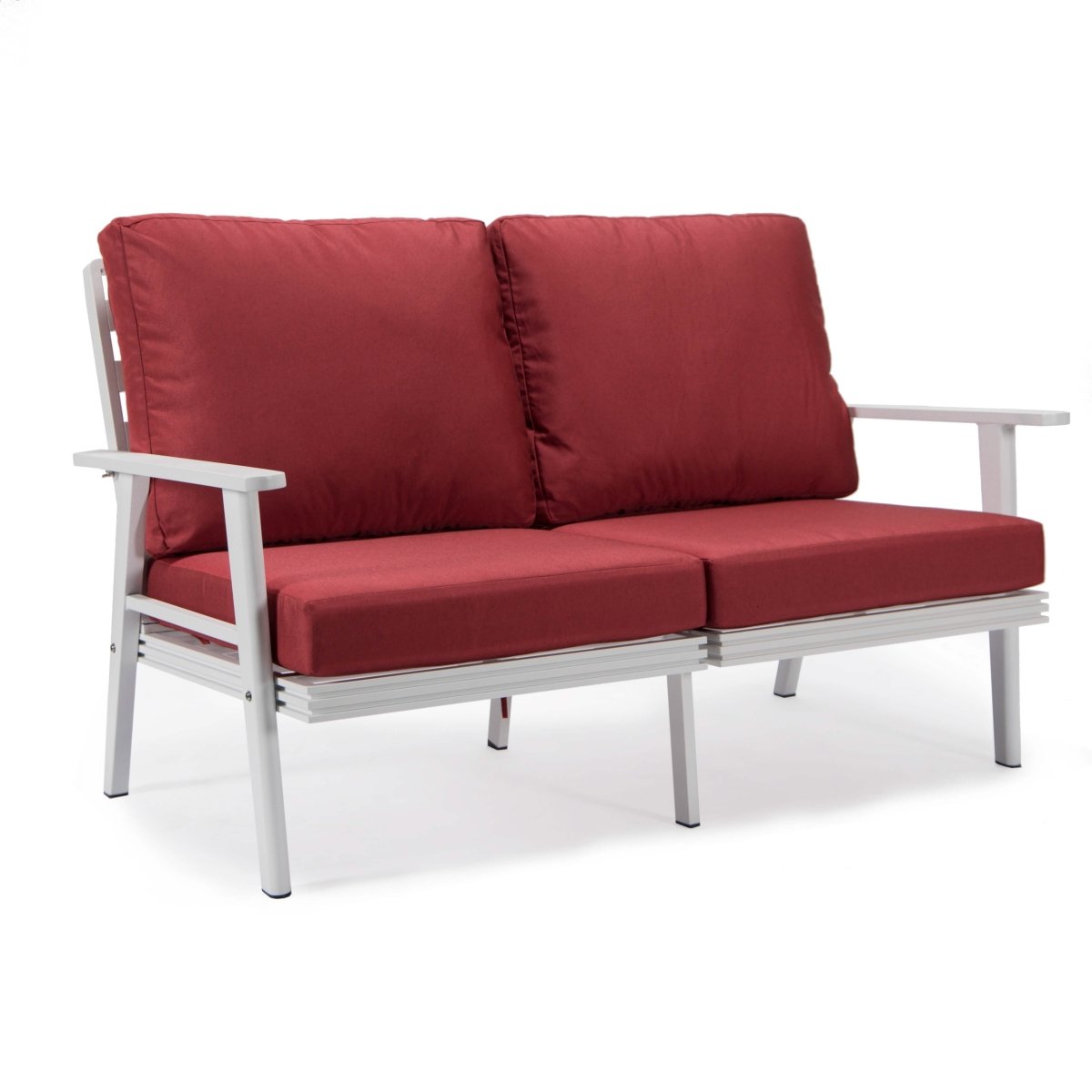 Walbrooke Modern Outdoor Patio Loveseat – Black, Brown, White, or Grey Frame & Removable Cushions
