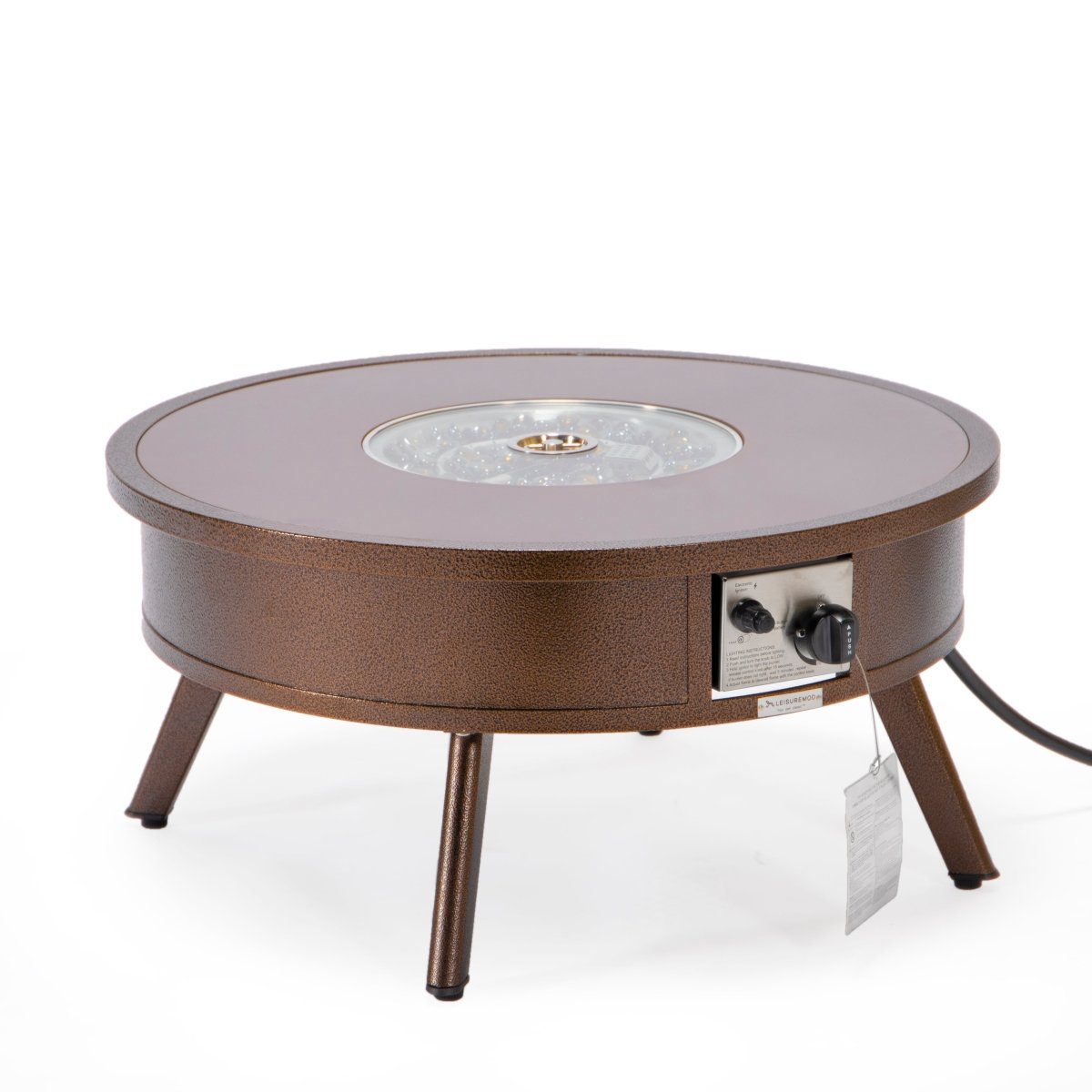 Walbrooke Modern Outdoor Round Fire Pit Table with Powder - Coated Aliuminum Frame and Slats/Non Slats Design