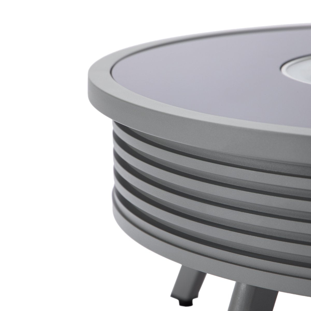 Walbrooke Modern Outdoor Round Fire Pit Table with Powder - Coated Aliuminum Frame and Slats/Non Slats Design