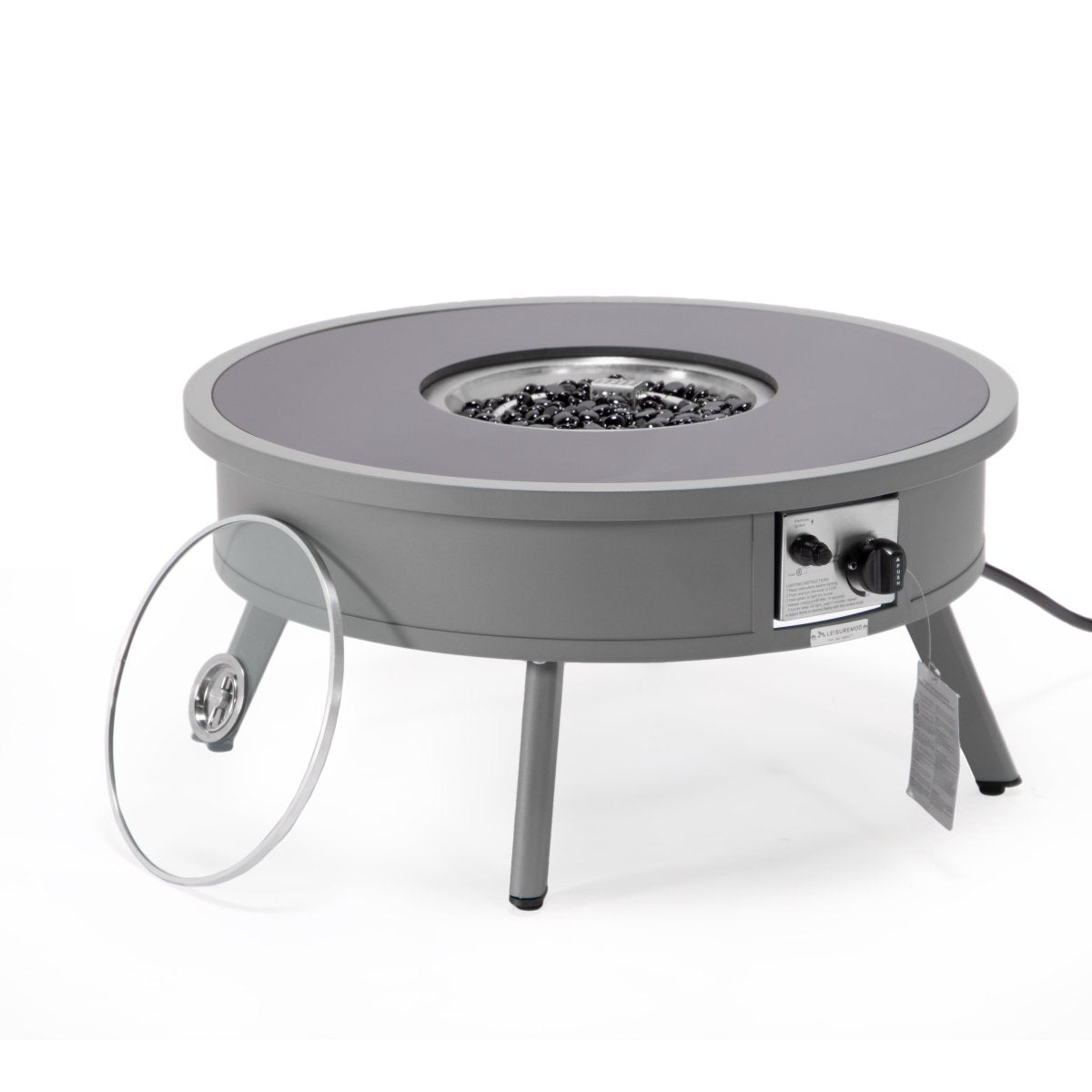Walbrooke Modern Outdoor Round Fire Pit Table with Powder - Coated Aliuminum Frame and Slats/Non Slats Design