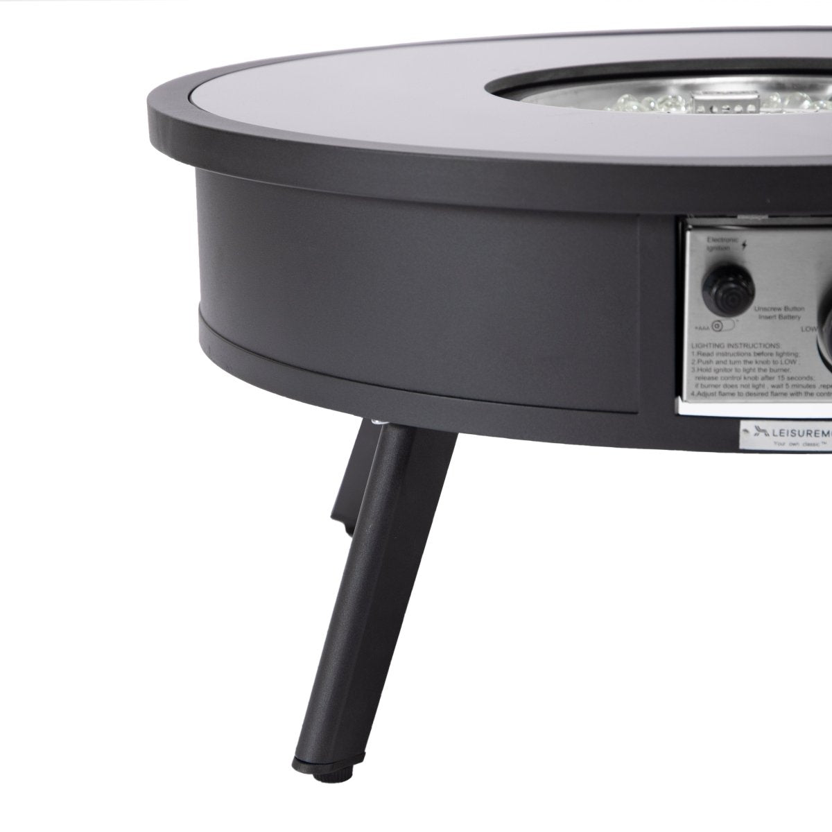 Walbrooke Modern Outdoor Round Fire Pit Table with Powder - Coated Aliuminum Frame and Slats/Non Slats Design