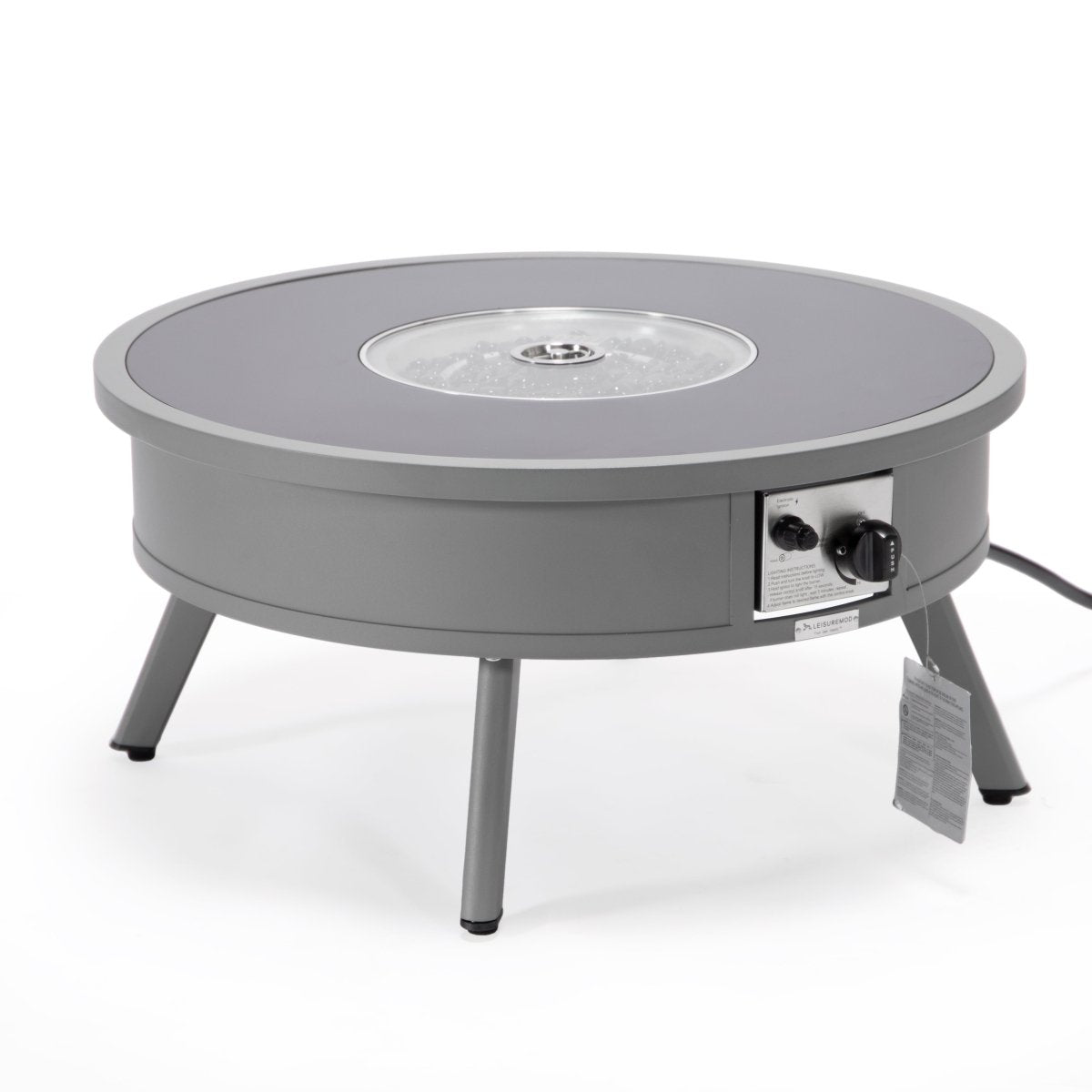 Walbrooke Modern Outdoor Round Fire Pit Table with Powder - Coated Aliuminum Frame and Slats/Non Slats Design