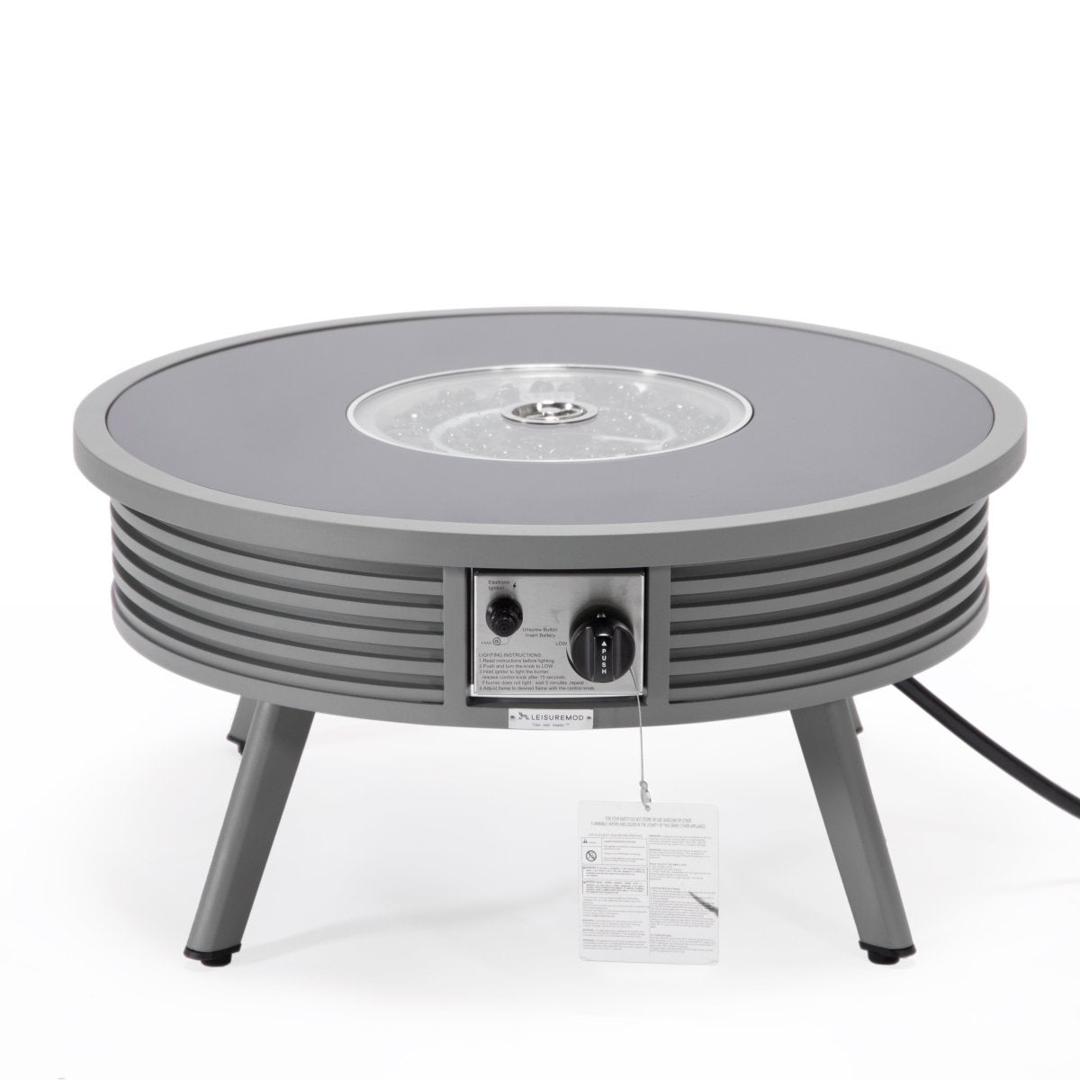 Walbrooke Modern Outdoor Round Fire Pit Table with Powder - Coated Aliuminum Frame and Slats/Non Slats Design