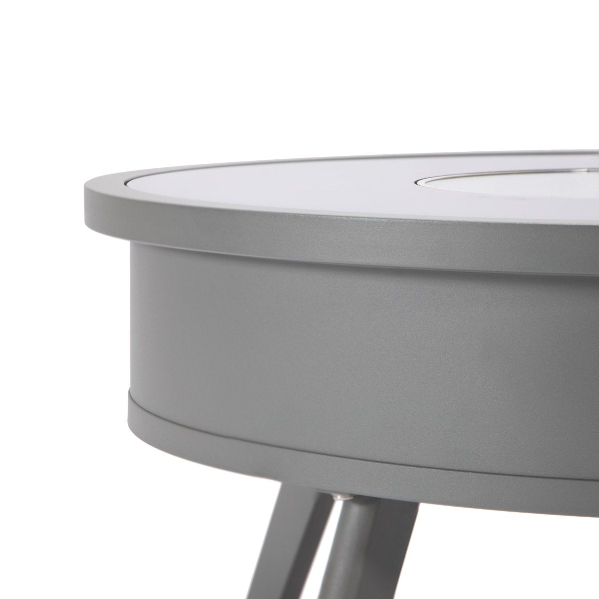 Walbrooke Modern Outdoor Round Fire Pit Table with Powder - Coated Aliuminum Frame and Slats/Non Slats Design