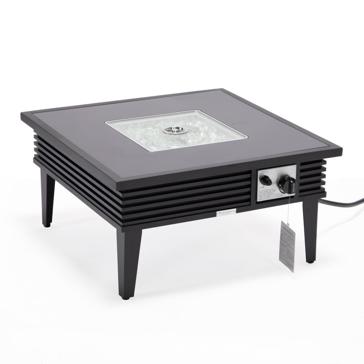 Walbrooke Modern Outdoor Square Fire Pit Table with Powder - Coated Aliuminum Frame Slats/Non Slats Design