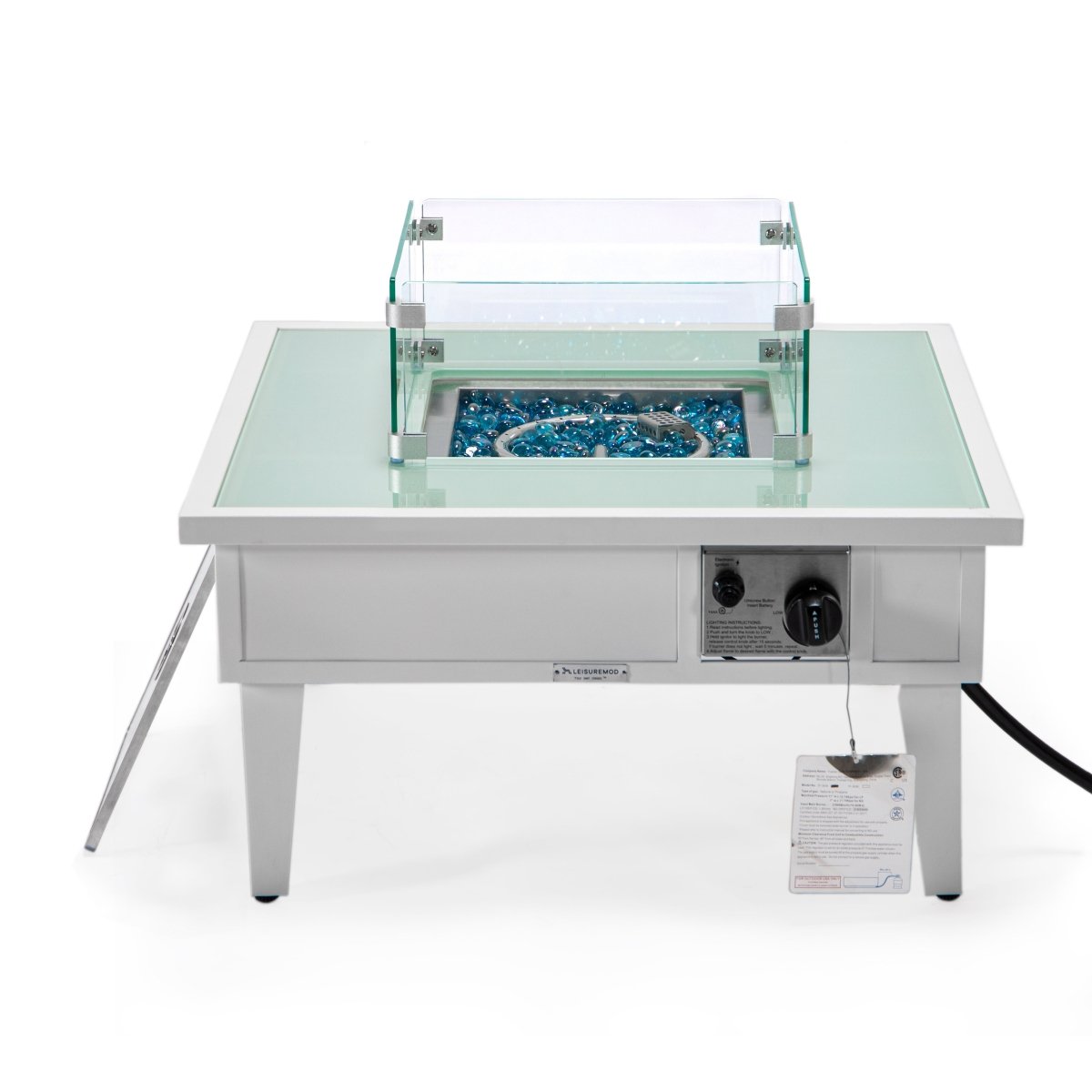 Walbrooke Modern Outdoor Square Fire Pit Table with Powder - Coated Aliuminum Frame Slats/Non Slats Design