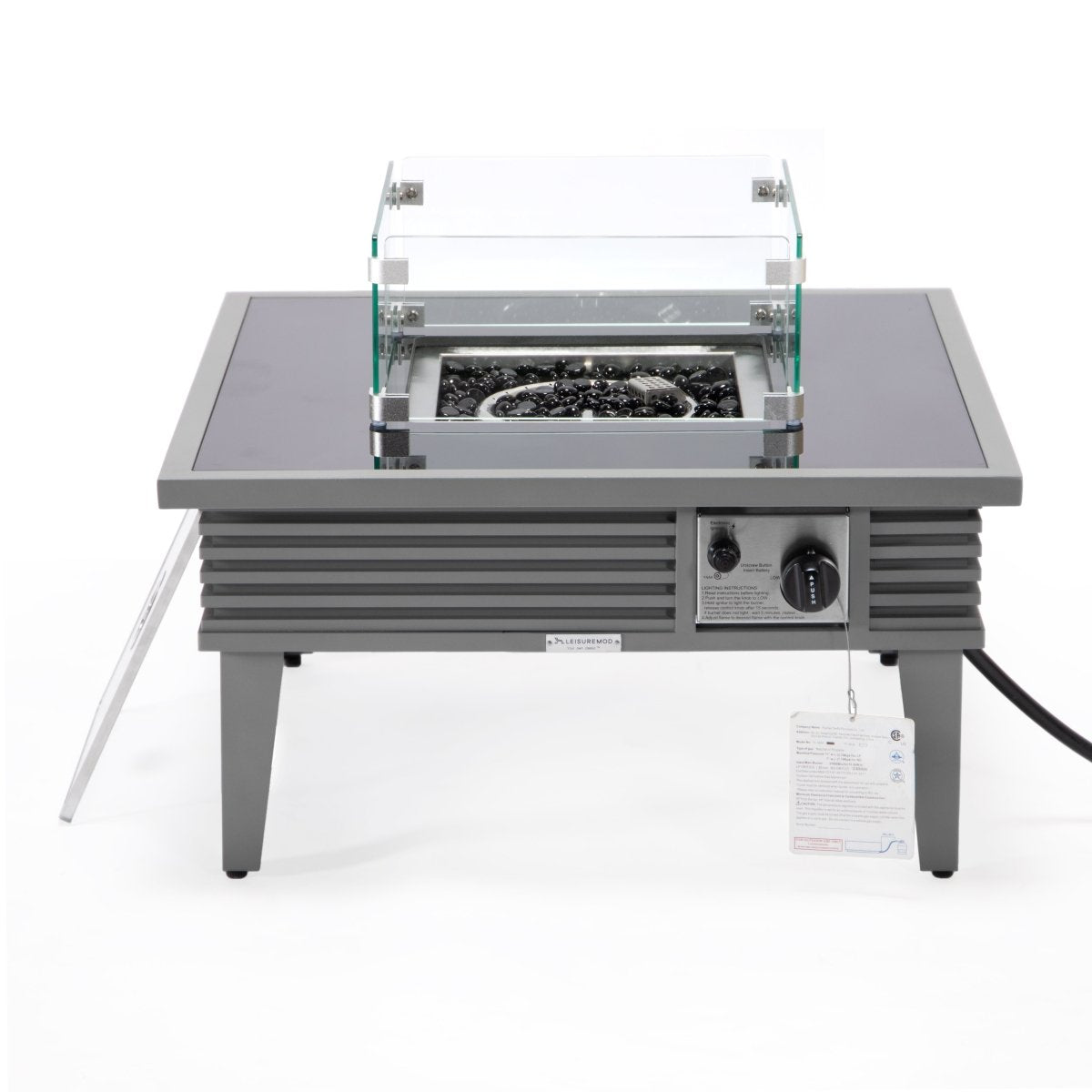 Walbrooke Modern Outdoor Square Fire Pit Table with Powder - Coated Aliuminum Frame Slats/Non Slats Design