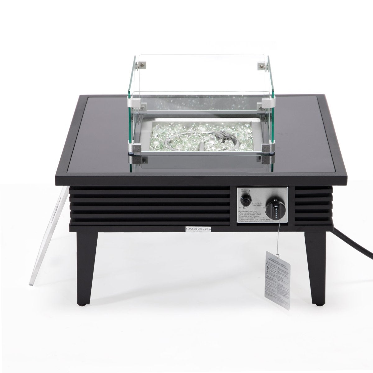 Walbrooke Modern Outdoor Square Fire Pit Table with Powder - Coated Aliuminum Frame Slats/Non Slats Design