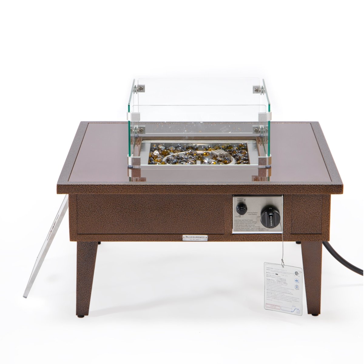 Walbrooke Modern Outdoor Square Fire Pit Table with Powder - Coated Aliuminum Frame Slats/Non Slats Design