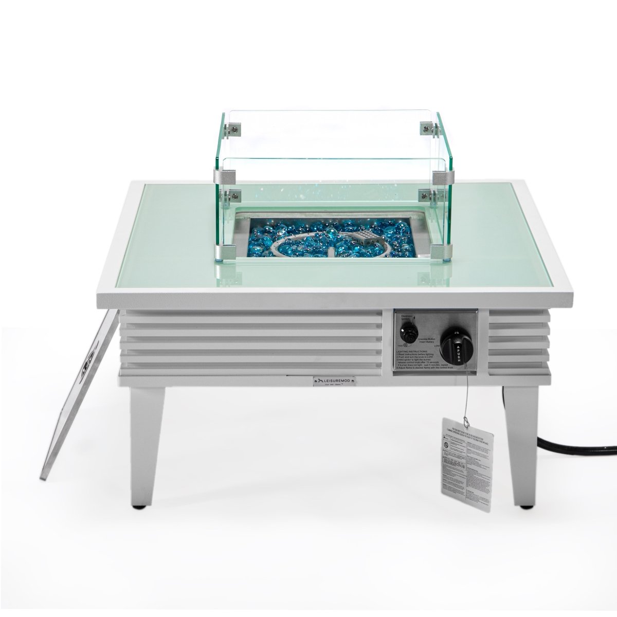 Walbrooke Modern Outdoor Square Fire Pit Table with Powder - Coated Aliuminum Frame Slats/Non Slats Design