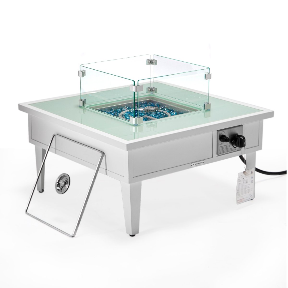 Walbrooke Modern Outdoor Square Fire Pit Table with Powder - Coated Aliuminum Frame Slats/Non Slats Design