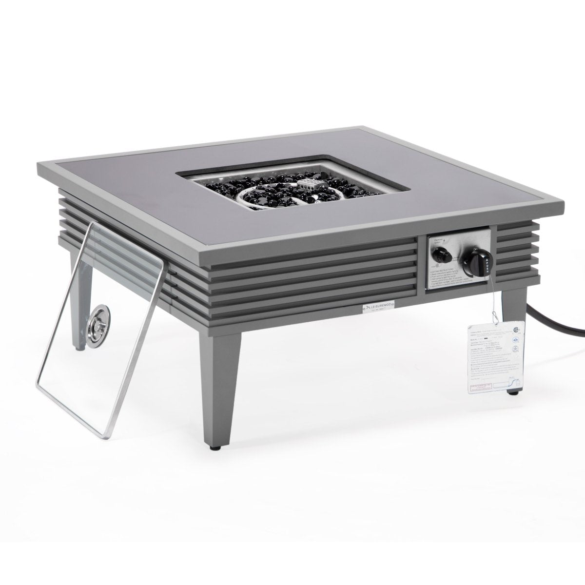 Walbrooke Modern Outdoor Square Fire Pit Table with Powder - Coated Aliuminum Frame Slats/Non Slats Design