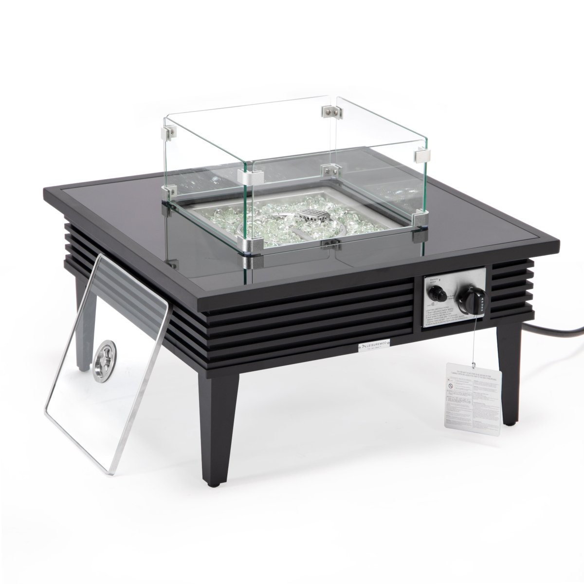 Walbrooke Modern Outdoor Square Fire Pit Table with Powder - Coated Aliuminum Frame Slats/Non Slats Design