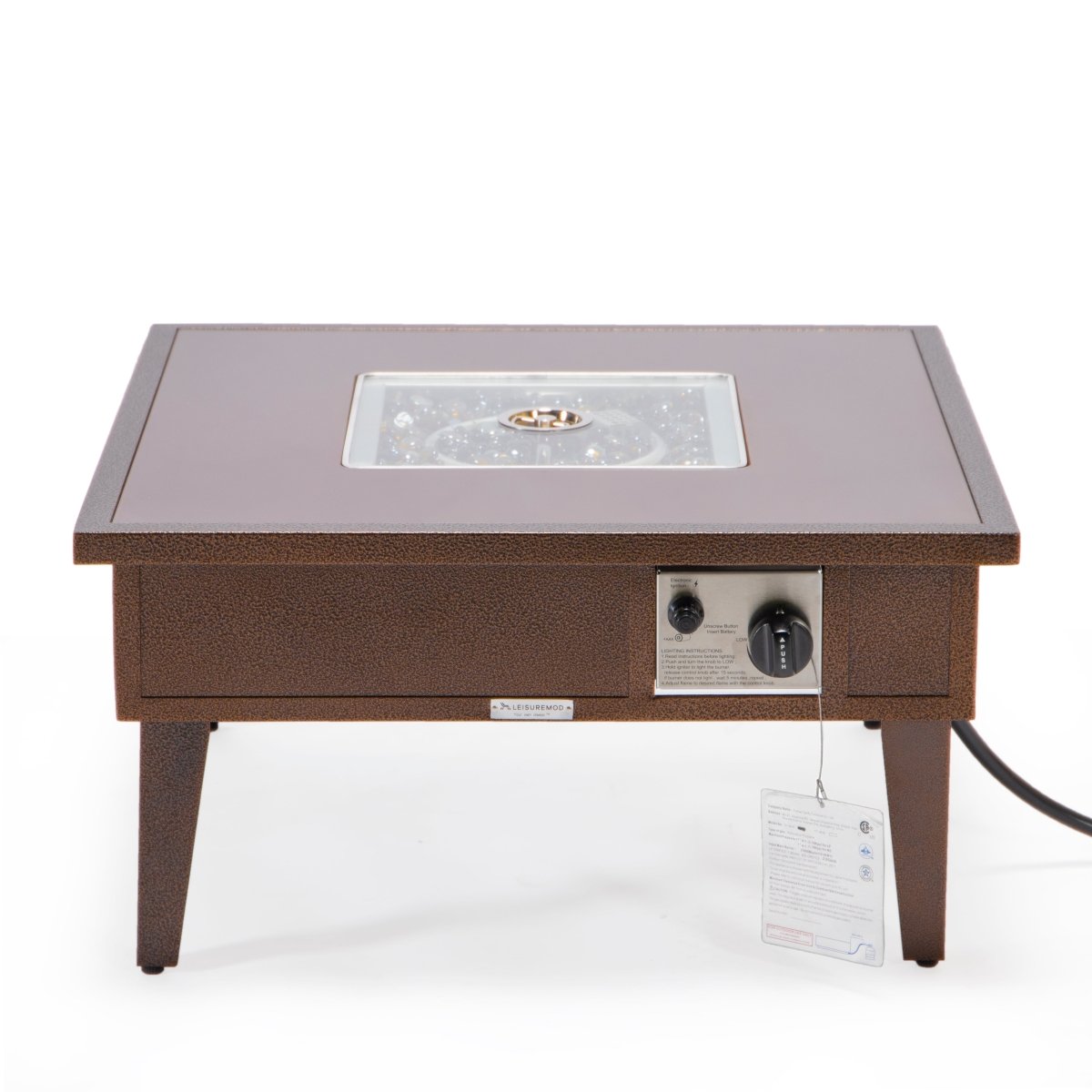 Walbrooke Modern Outdoor Square Fire Pit Table with Powder - Coated Aliuminum Frame Slats/Non Slats Design