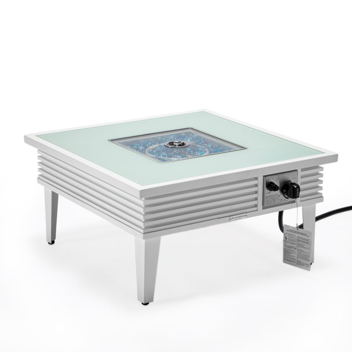 Walbrooke Modern Outdoor Square Fire Pit Table with Powder - Coated Aliuminum Frame Slats/Non Slats Design