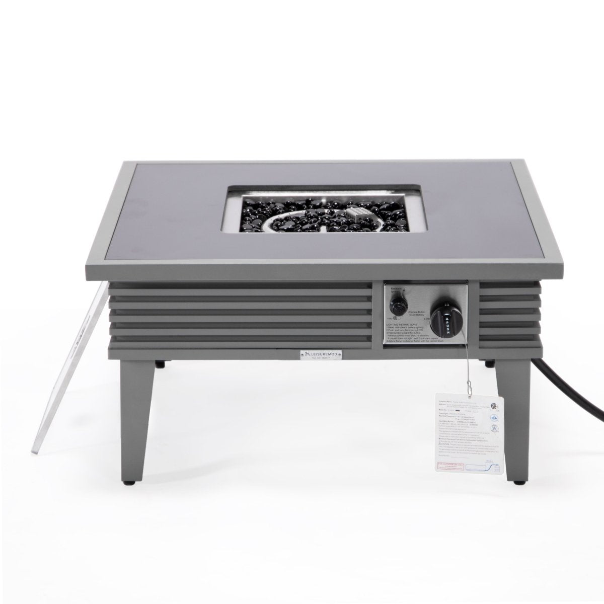 Walbrooke Modern Outdoor Square Fire Pit Table with Powder - Coated Aliuminum Frame Slats/Non Slats Design