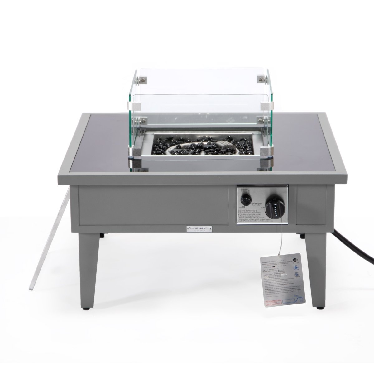 Walbrooke Modern Outdoor Square Fire Pit Table with Powder - Coated Aliuminum Frame Slats/Non Slats Design