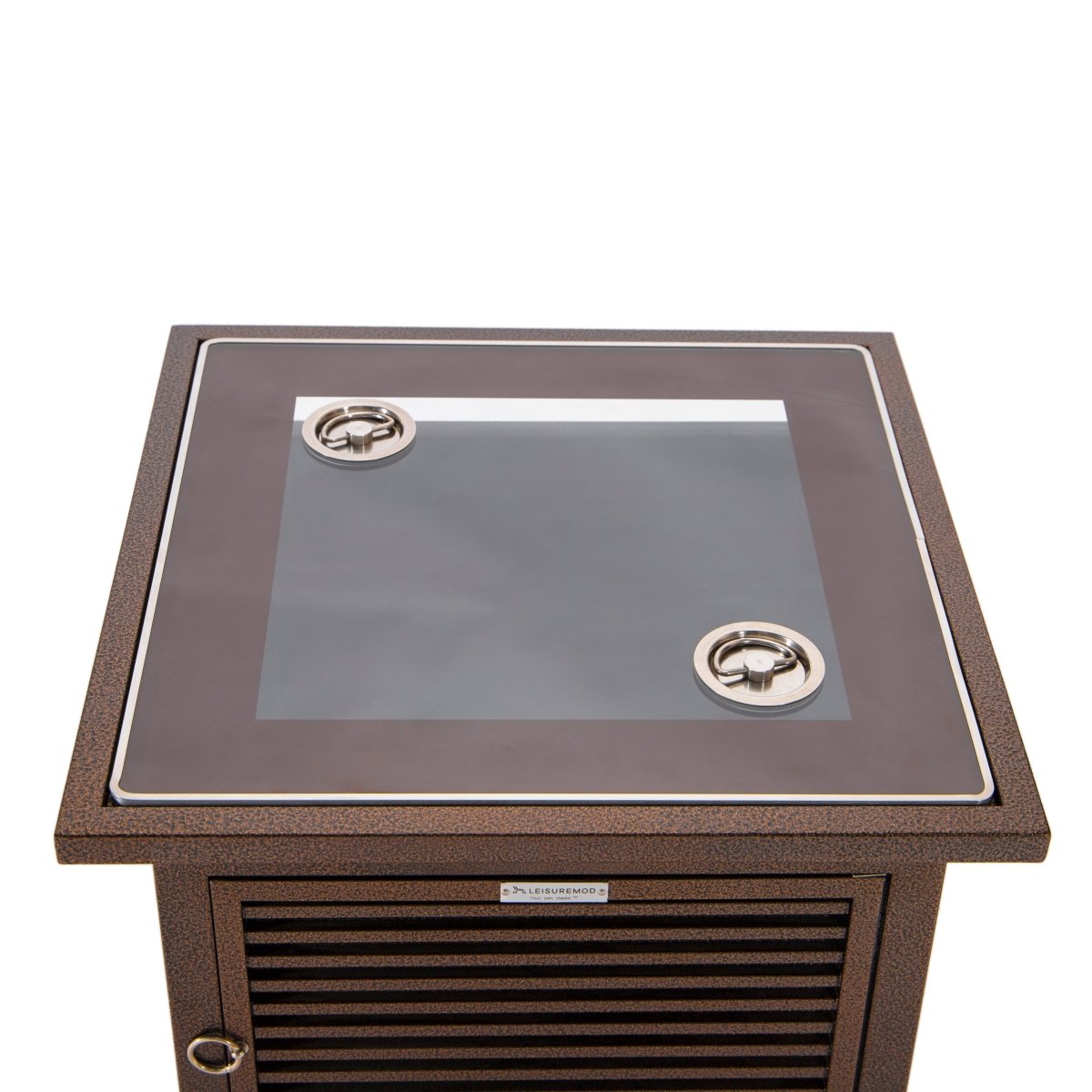 Walbrooke Modern Square Tank Holder Table with Tempered Glass Top and Powder Coated Aluminum Slats/Non Slats Design