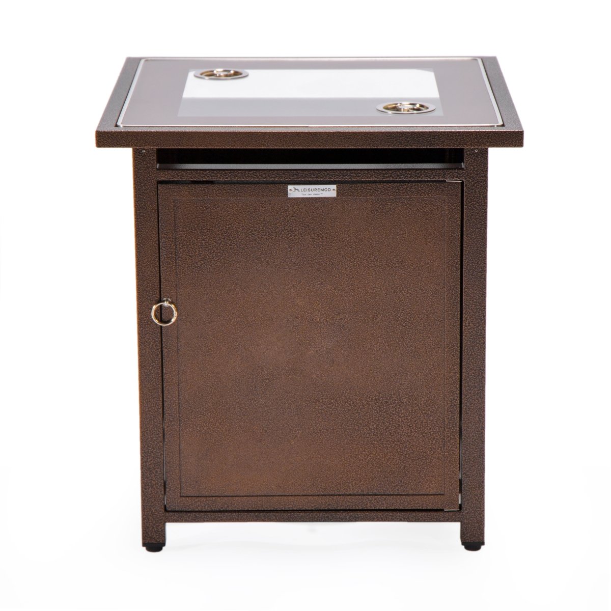 Walbrooke Modern Square Tank Holder Table with Tempered Glass Top and Powder Coated Aluminum Slats/Non Slats Design