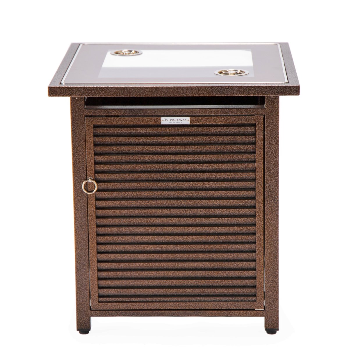 Walbrooke Modern Square Tank Holder Table with Tempered Glass Top and Powder Coated Aluminum Slats/Non Slats Design