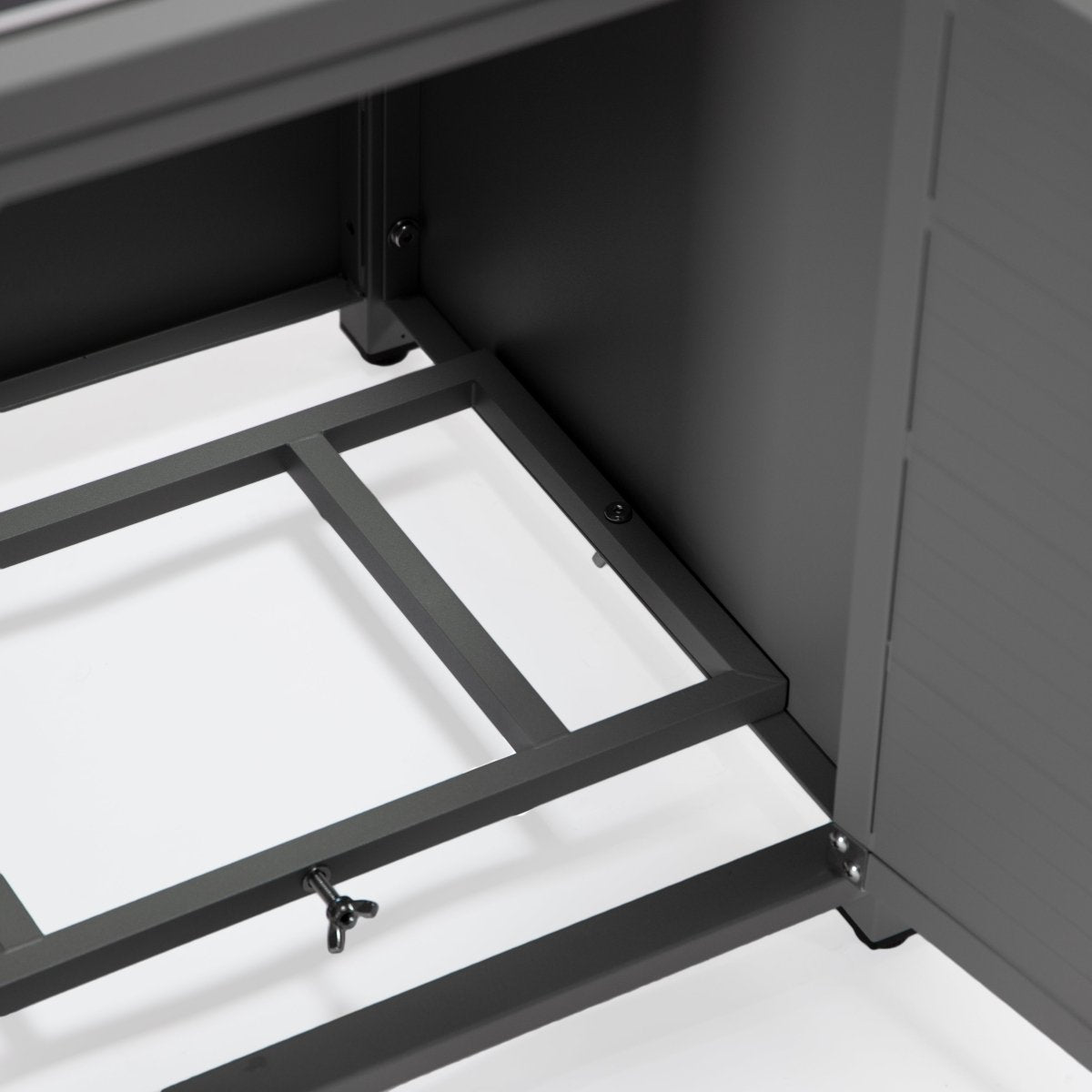 Walbrooke Modern Square Tank Holder Table with Tempered Glass Top and Powder Coated Aluminum Slats/Non Slats Design