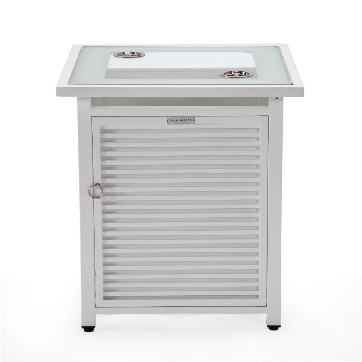 Walbrooke Modern Square Tank Holder Table with Tempered Glass Top and Powder Coated Aluminum Slats/Non Slats Design