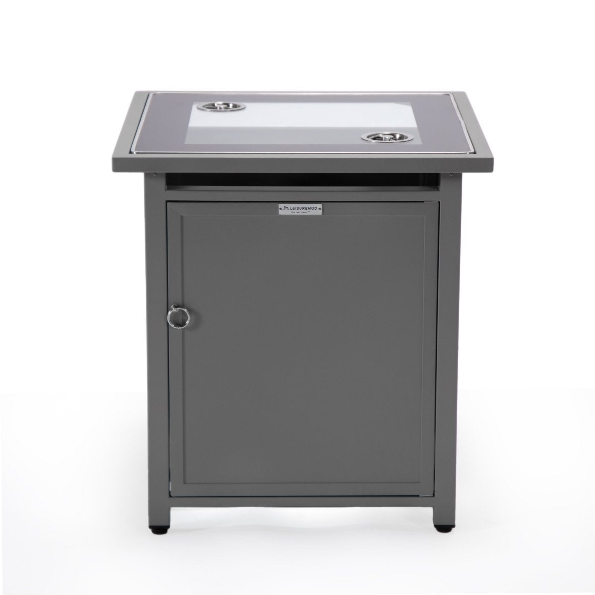 Walbrooke Modern Square Tank Holder Table with Tempered Glass Top and Powder Coated Aluminum Slats/Non Slats Design