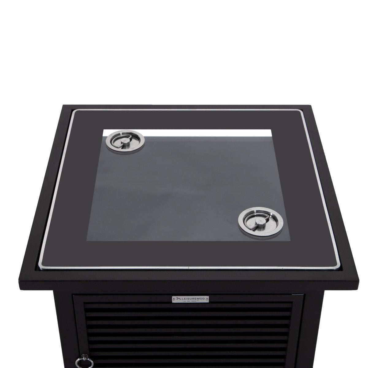 Walbrooke Modern Square Tank Holder Table with Tempered Glass Top and Powder Coated Aluminum Slats/Non Slats Design