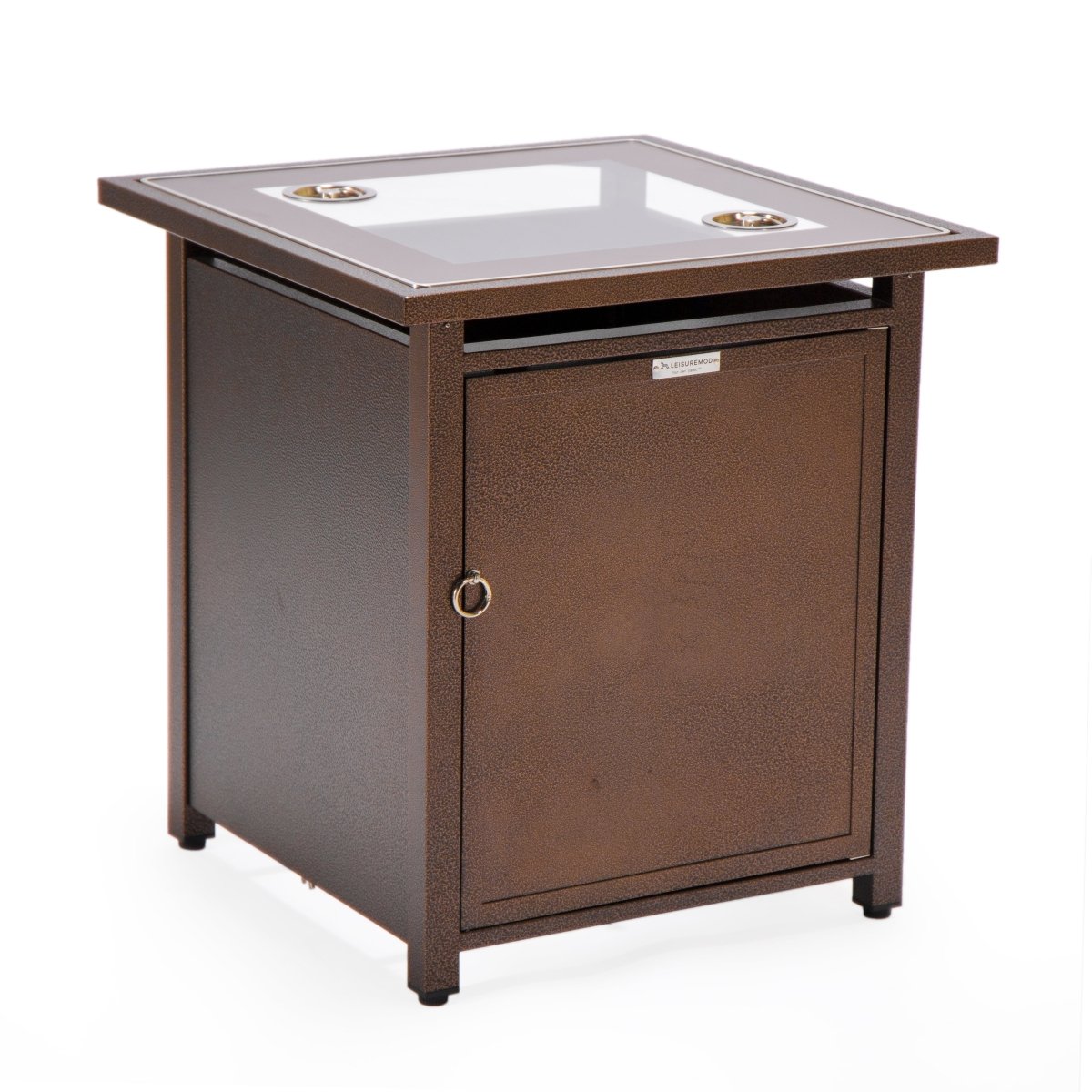 Walbrooke Modern Square Tank Holder Table with Tempered Glass Top and Powder Coated Aluminum Slats/Non Slats Design