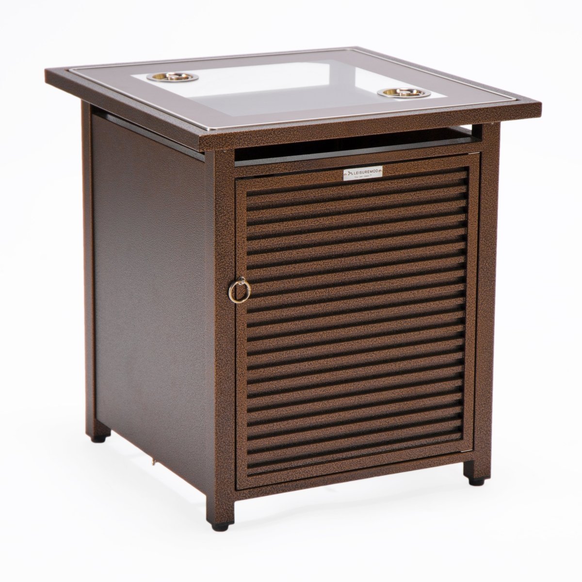 Walbrooke Modern Square Tank Holder Table with Tempered Glass Top and Powder Coated Aluminum Slats/Non Slats Design