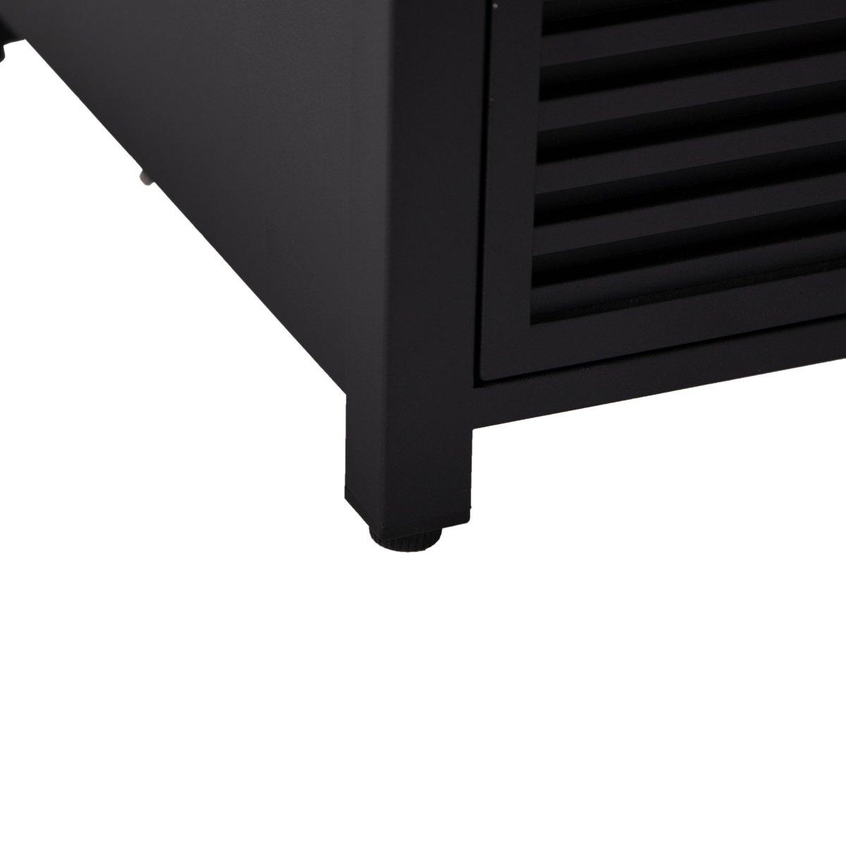 Walbrooke Modern Square Tank Holder Table with Tempered Glass Top and Powder Coated Aluminum Slats/Non Slats Design