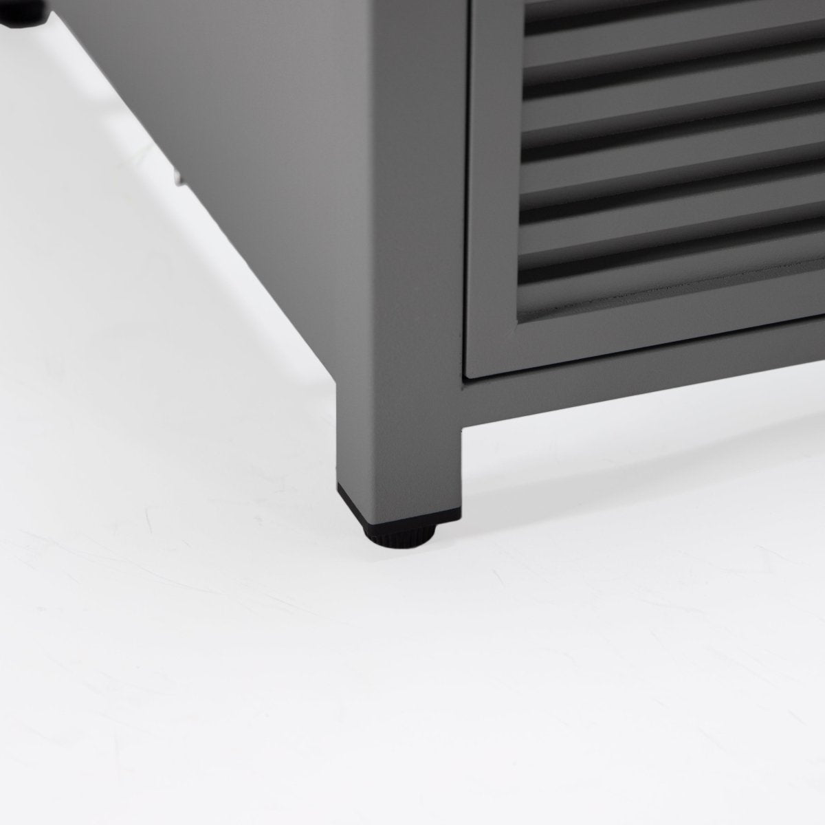 Walbrooke Modern Square Tank Holder Table with Tempered Glass Top and Powder Coated Aluminum Slats/Non Slats Design