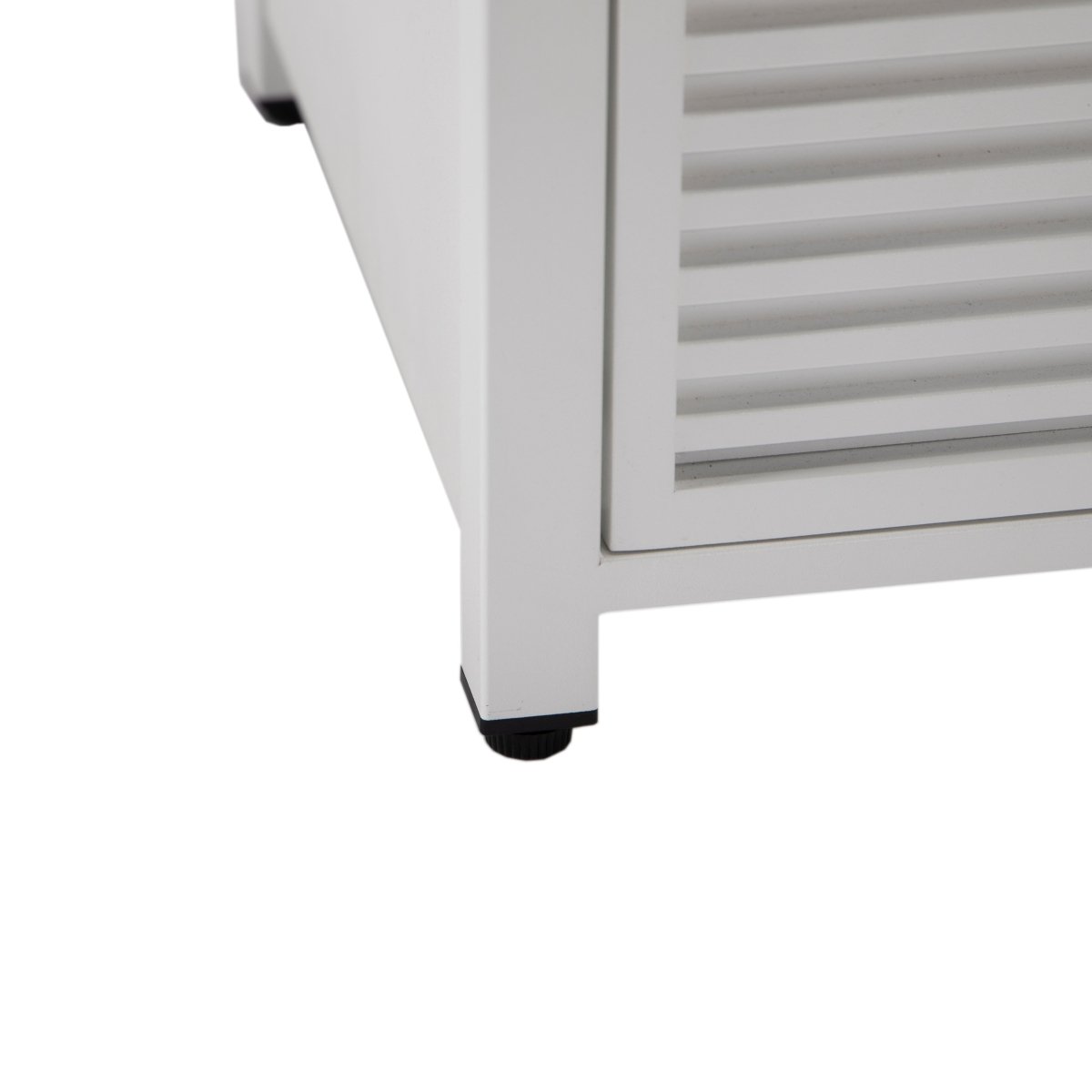 Walbrooke Modern Square Tank Holder Table with Tempered Glass Top and Powder Coated Aluminum Slats/Non Slats Design