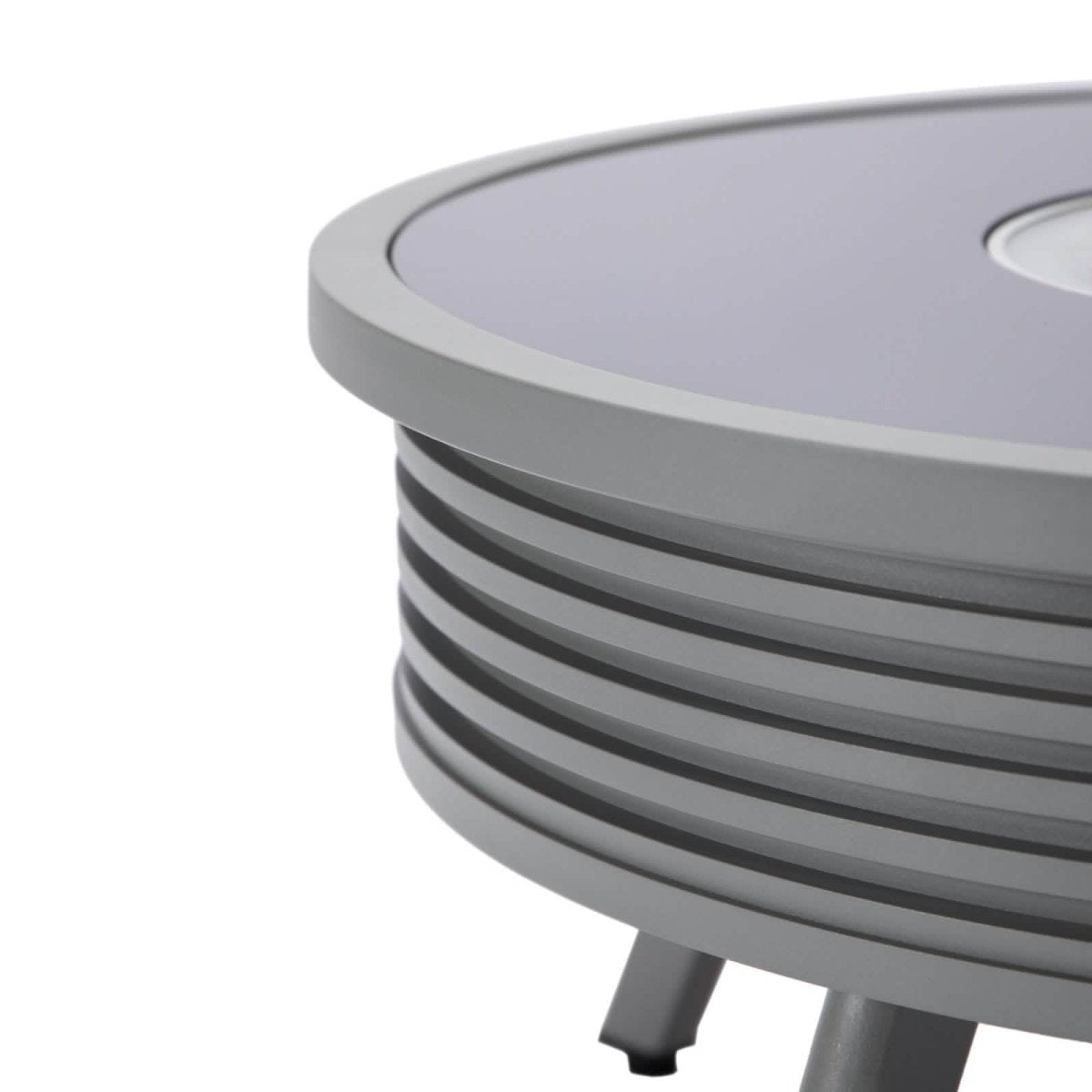 Walbrooke Outdoor Patio Round Fire Pit and Tank Holder with Slats Design White Fire Pits Leisuremod