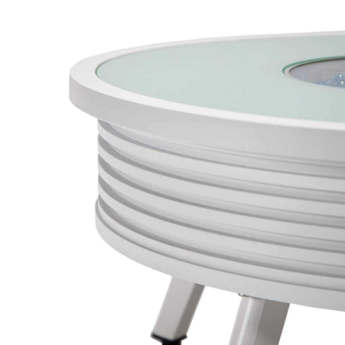 Walbrooke Outdoor Patio Round Fire Pit and Tank Holder with Slats Design White Fire Pits Leisuremod