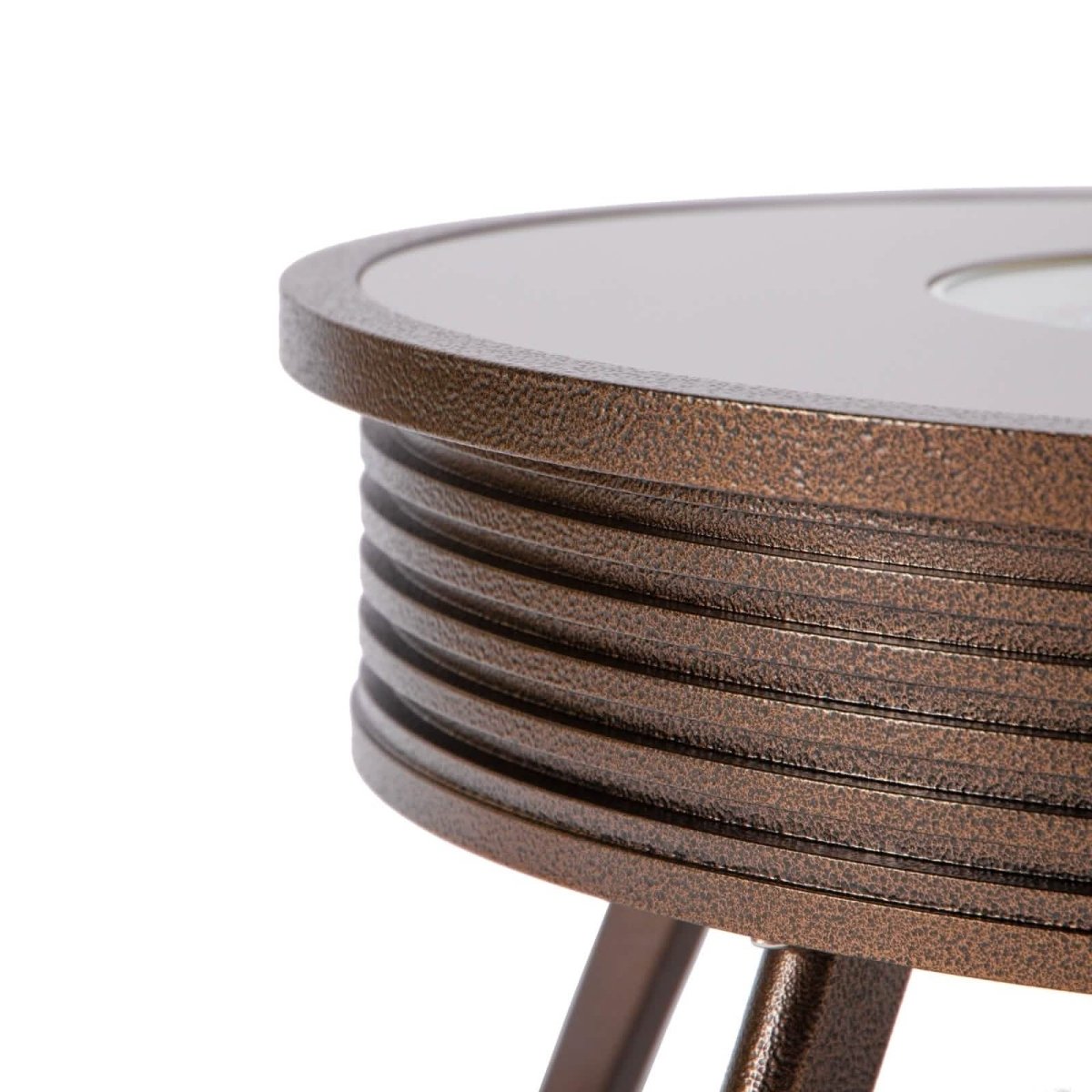 Walbrooke Outdoor Patio Round Fire Pit and Tank Holder with Slats Design White Fire Pits Leisuremod
